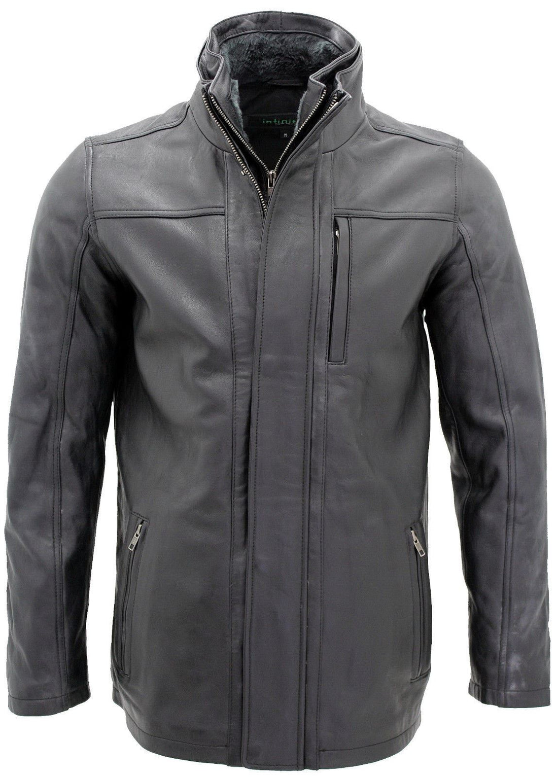 Mens Classic Warm Leather Mid Length Overcoat-Eastwood