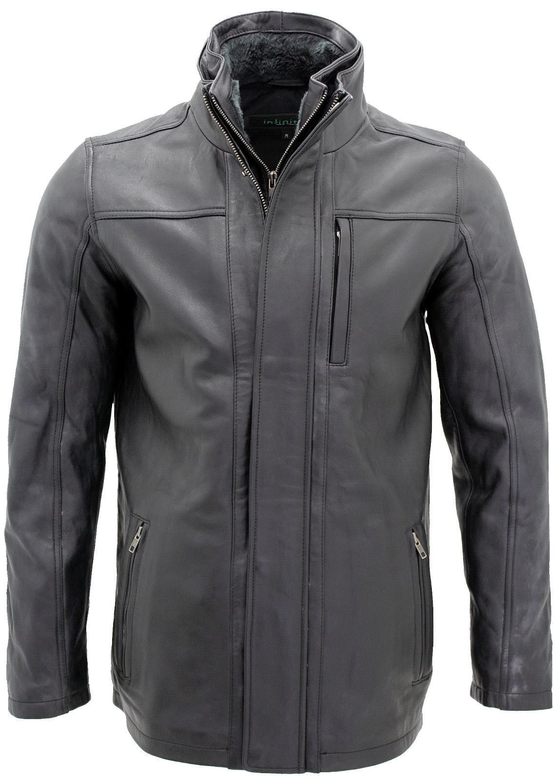 Mens Classic Warm Leather Mid Length Overcoat-Eastwood