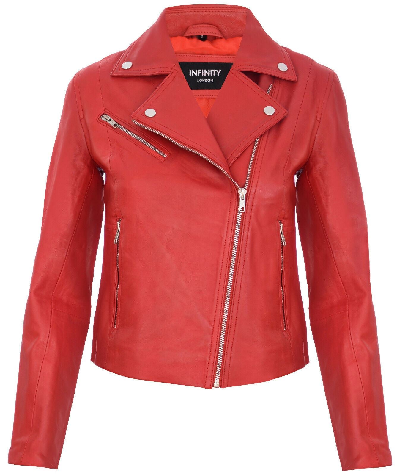 Womens Smart Leather Biker Jacket-Matlock - Upperclass Fashions 