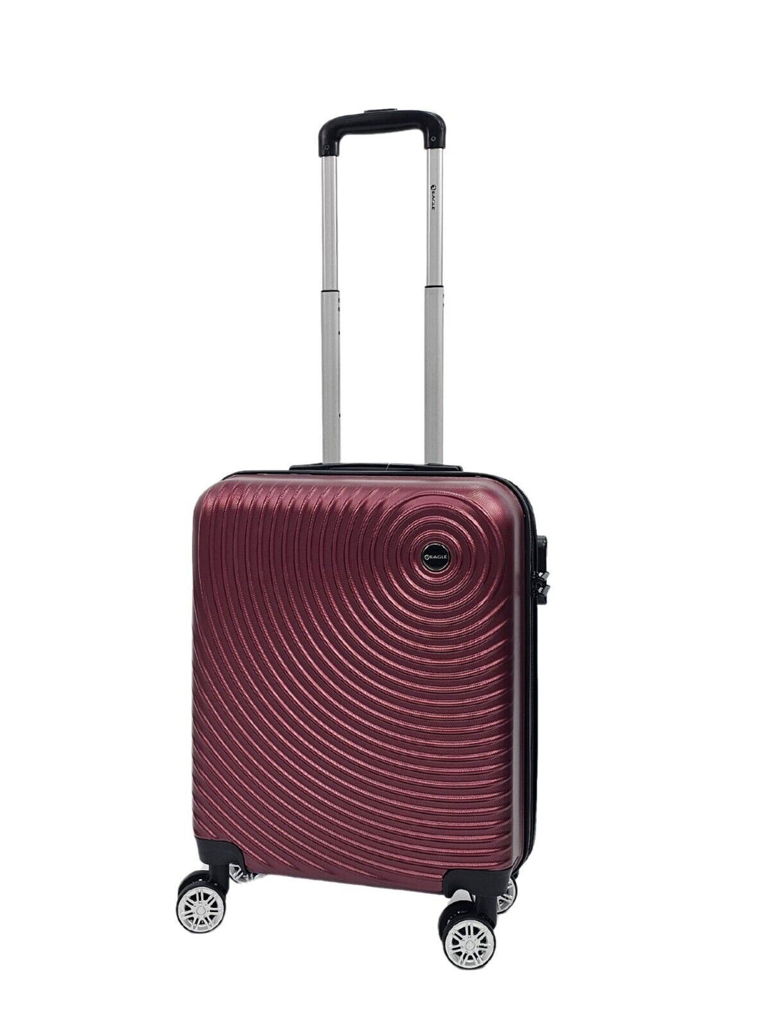 Hard Shell Burgundy Cabin Suitcase Set 8 Wheel Luggage Case Travel Bag - Upperclass Fashions 