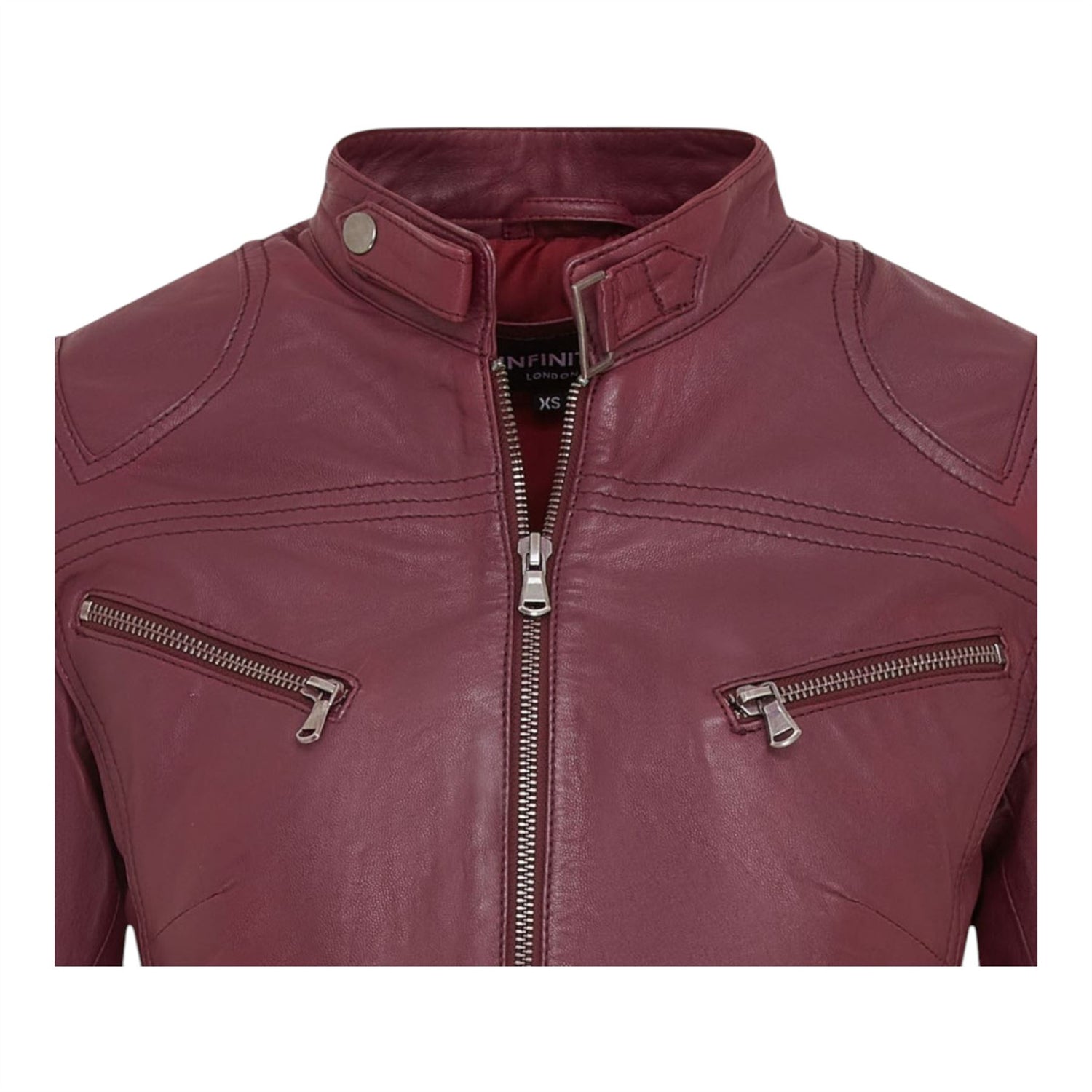 Womens Slim-Fit Leather Biker Jacket-Maldon