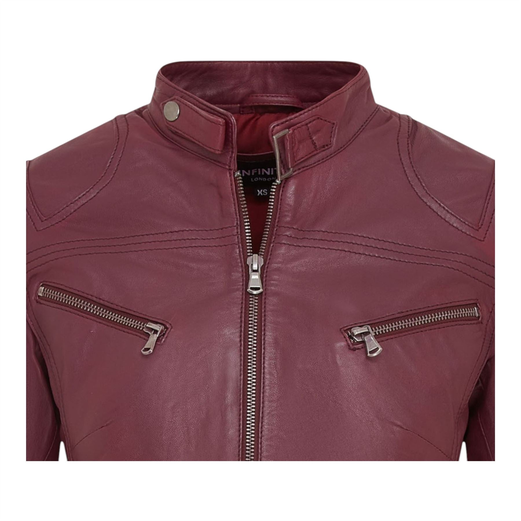Womens Slim-Fit Leather Biker Jacket-Maldon