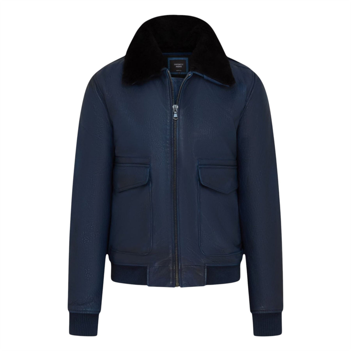 Mens Leather Aviator Bomber Jacket - Lunar