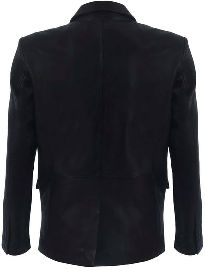 Mens Leather Classic 2 Button Blazer Jacket-Dronfield
