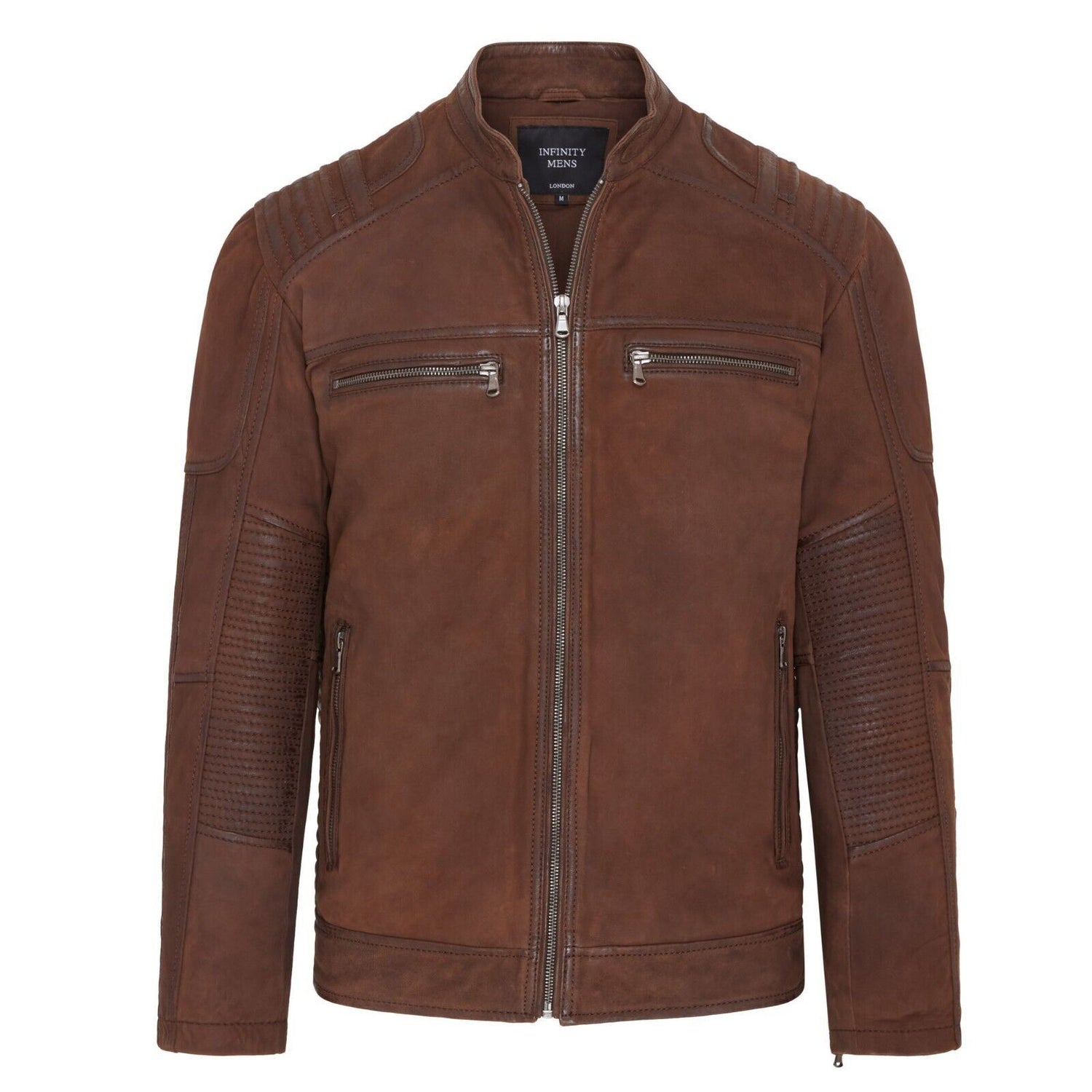 Mens Buff Leather Caf� Racer Biker Jacket - Trowbridge