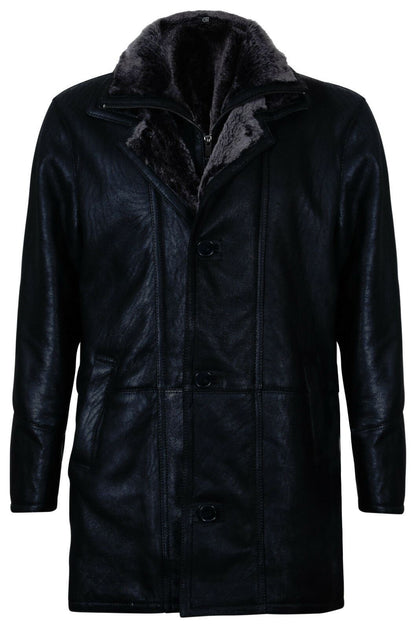 Mens Warm Sheepskin Leather Overcoat-Ilford