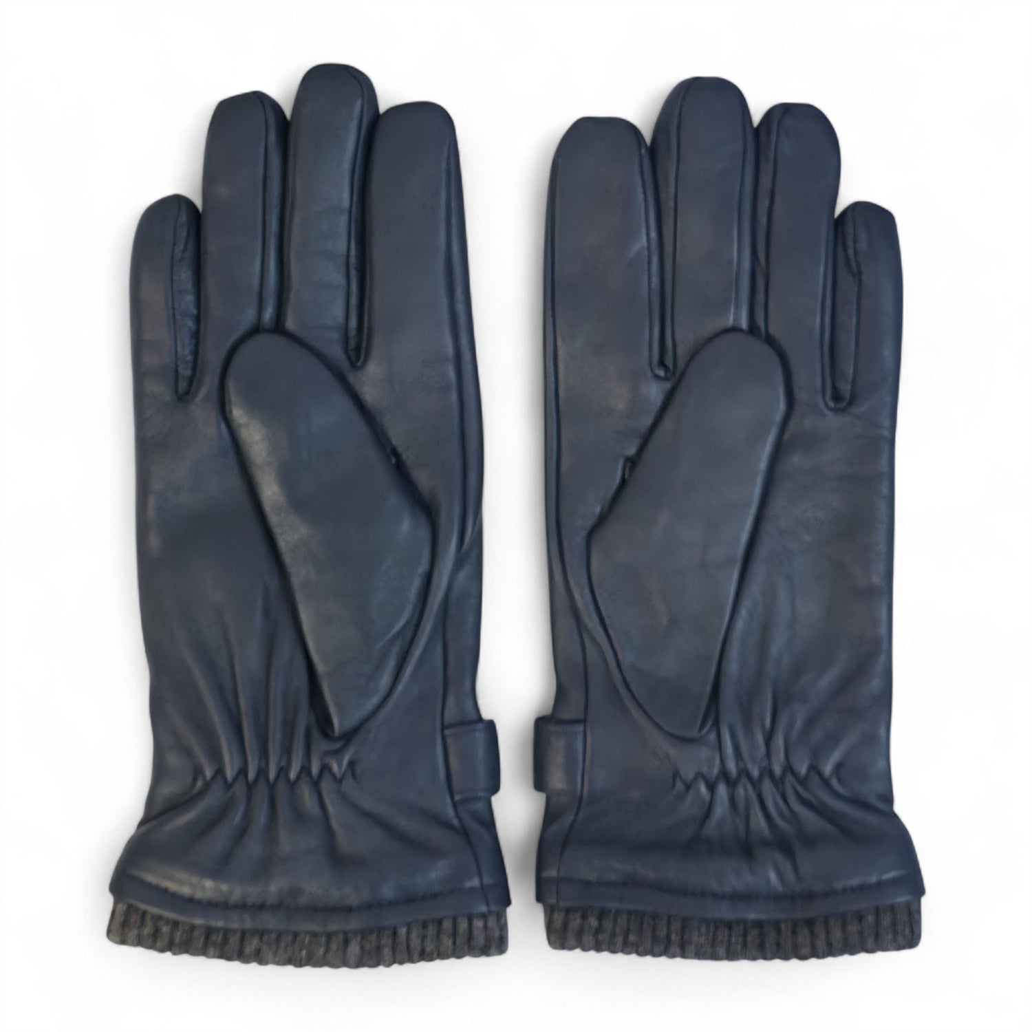 Men’s Italian Leather Warm Wool Lining Winter Knit Rib Gloves - M-LGV-105