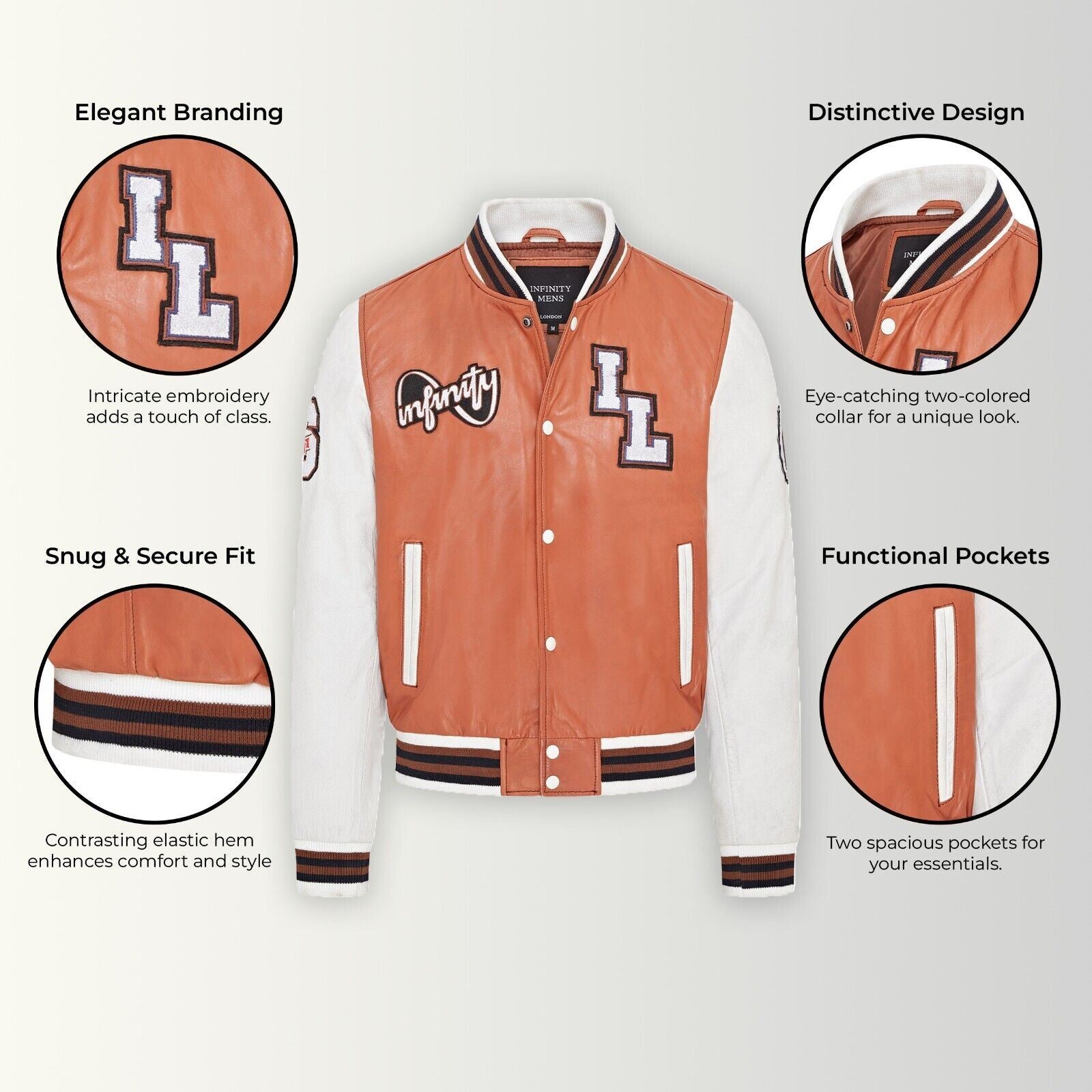 Mens Baseball Leather Letterman Bomber Jacket - Walthamstow