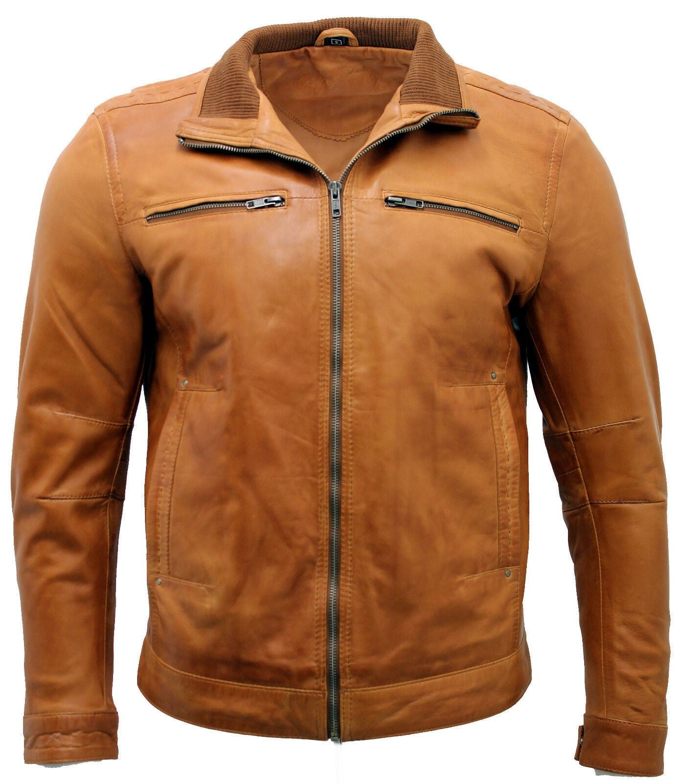 Mens Classic  Leather Biker Jacket-Stevenage