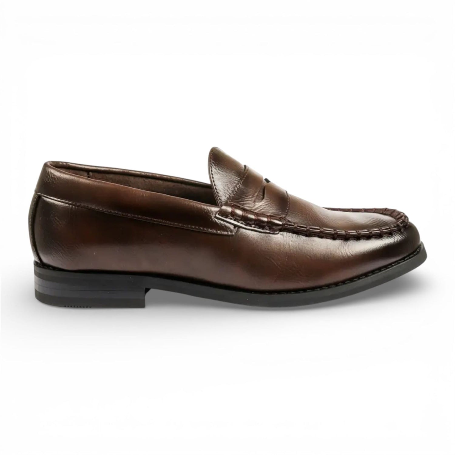 Mens Brown PU Leather Formal Dress Penny Loafers Casual Shoes