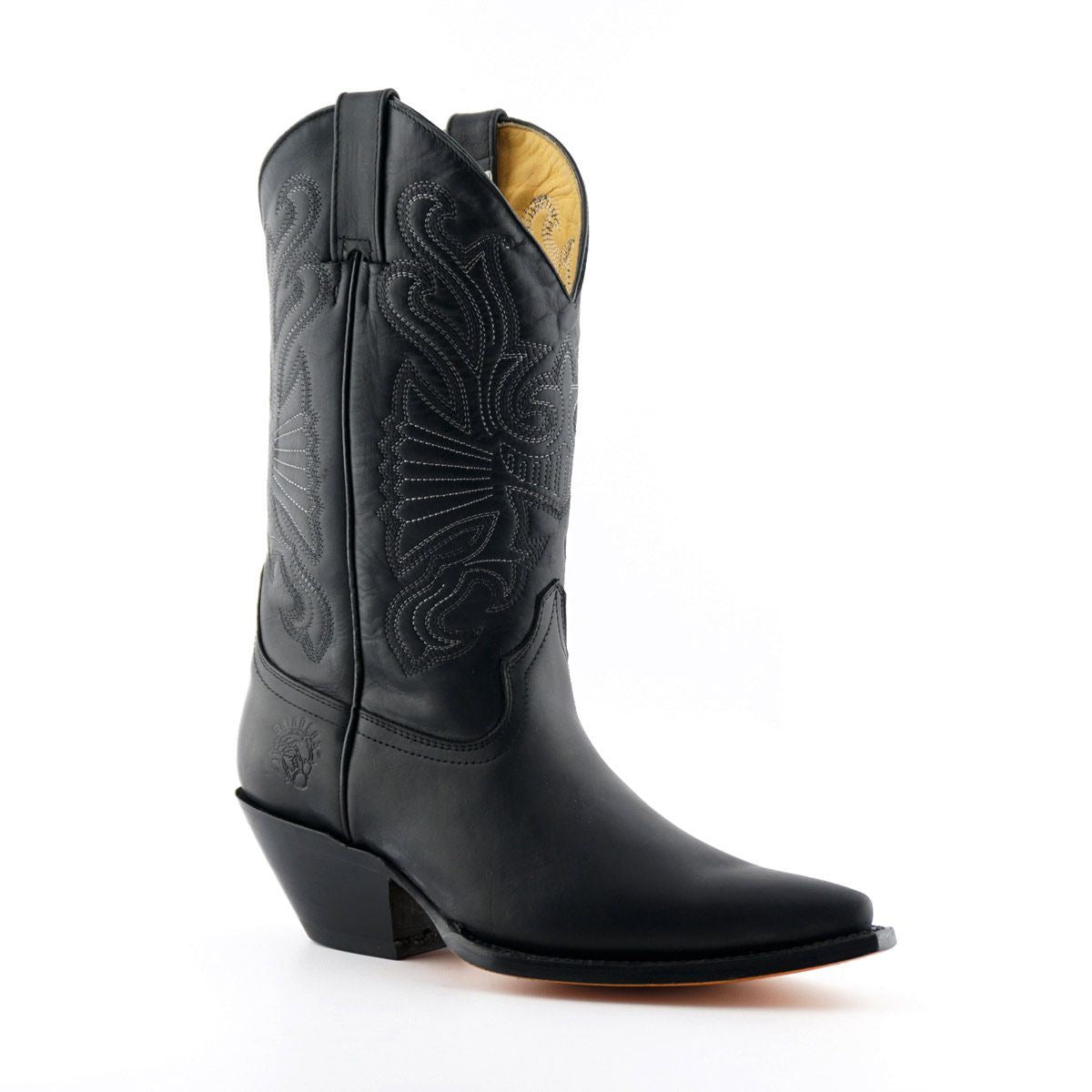 Grinders Black Leather Western Cowboy Boots-Buffalo