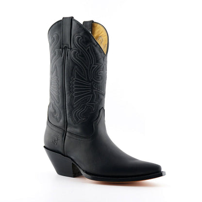 Grinders Black Leather Western Cowboy Boots-Buffalo
