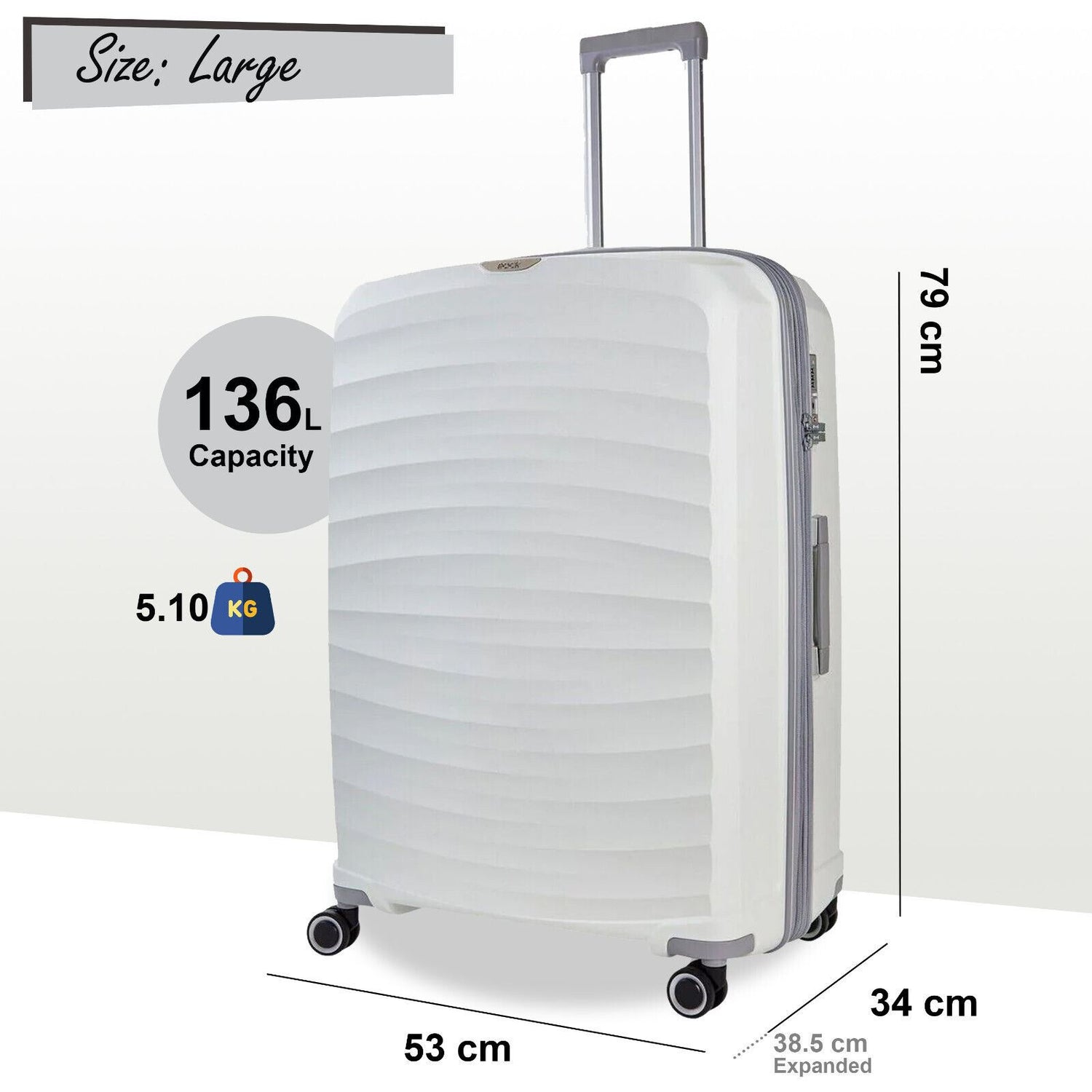 Altoona Large Hard Shell Suitcase in White