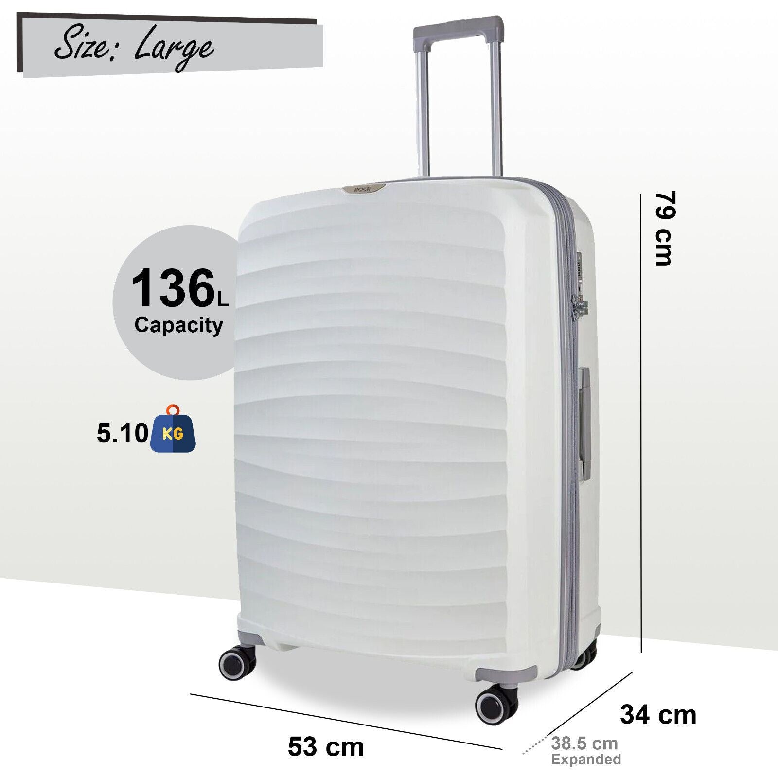 Altoona Large Hard Shell Suitcase in White