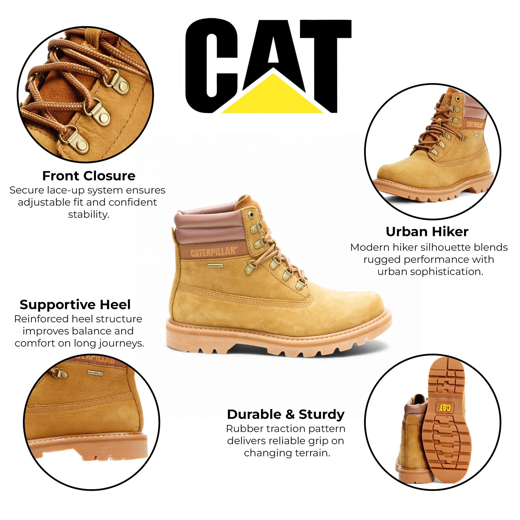 CAT (Caterpillar) Waterproof Colorado 2.0 Hiker Brown Leather Work Ankle Boots