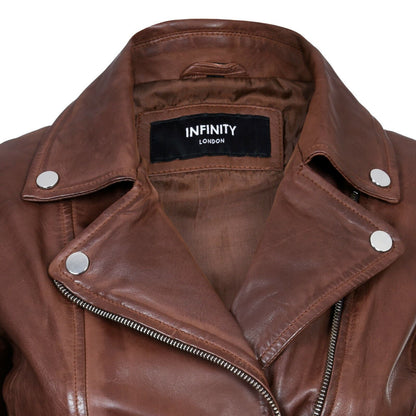 Womens Vintage Leather Biker Jacket-Luton