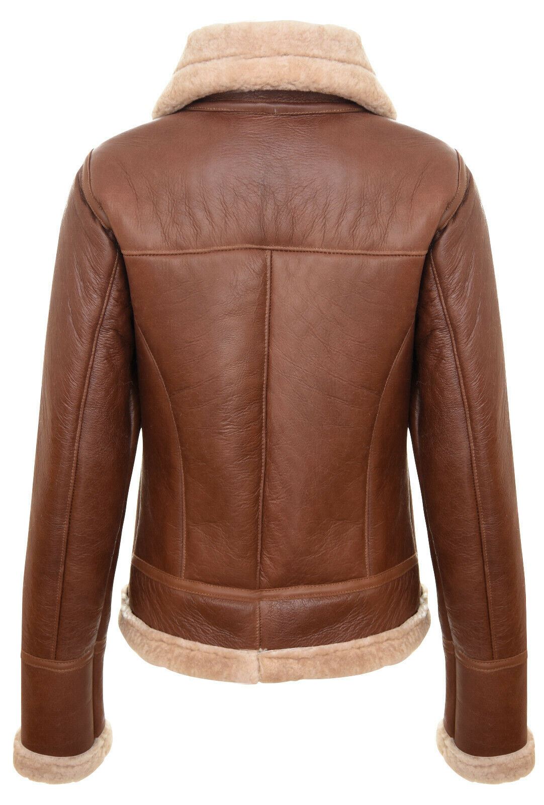 Womens B3 Sheepskin Tan Leather Jacket-Otley