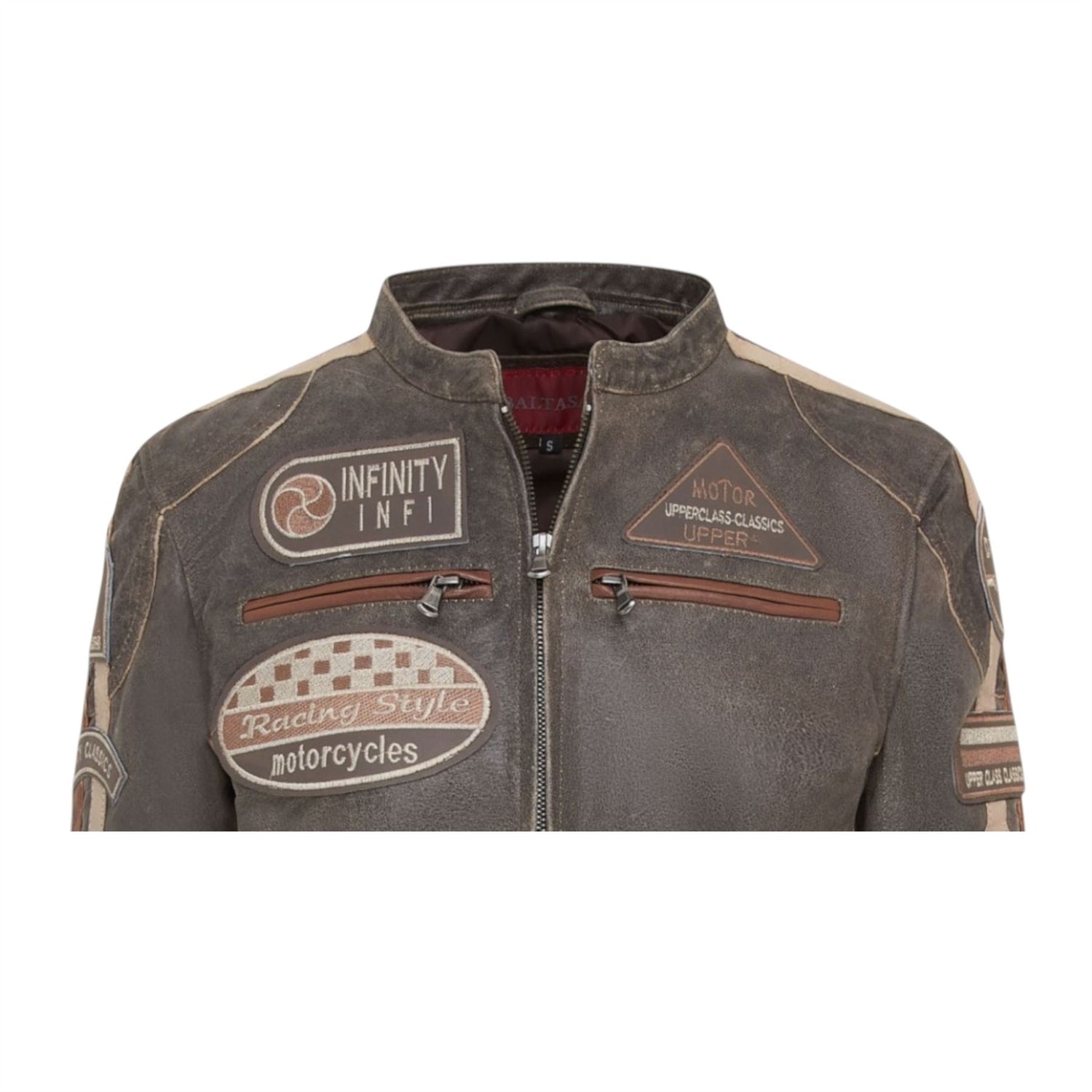 Womens Biker Racing Badges Leather Jacket-Eastleigh
