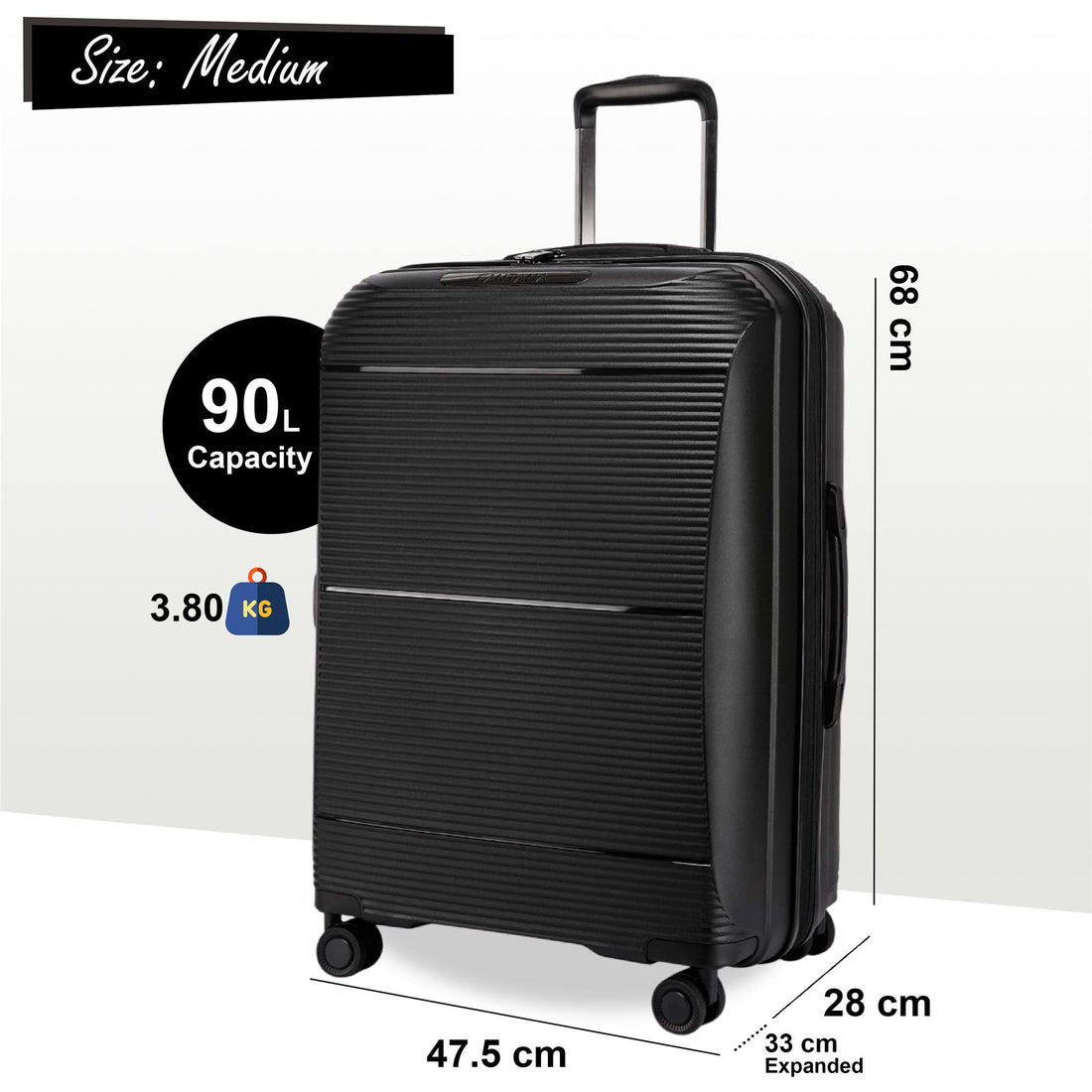 Abiko Medium Hard Shell Suitcase in Black