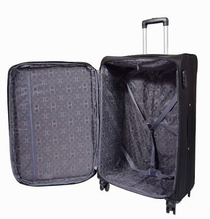 Carrollton Large Soft Shell Suitcase in Black