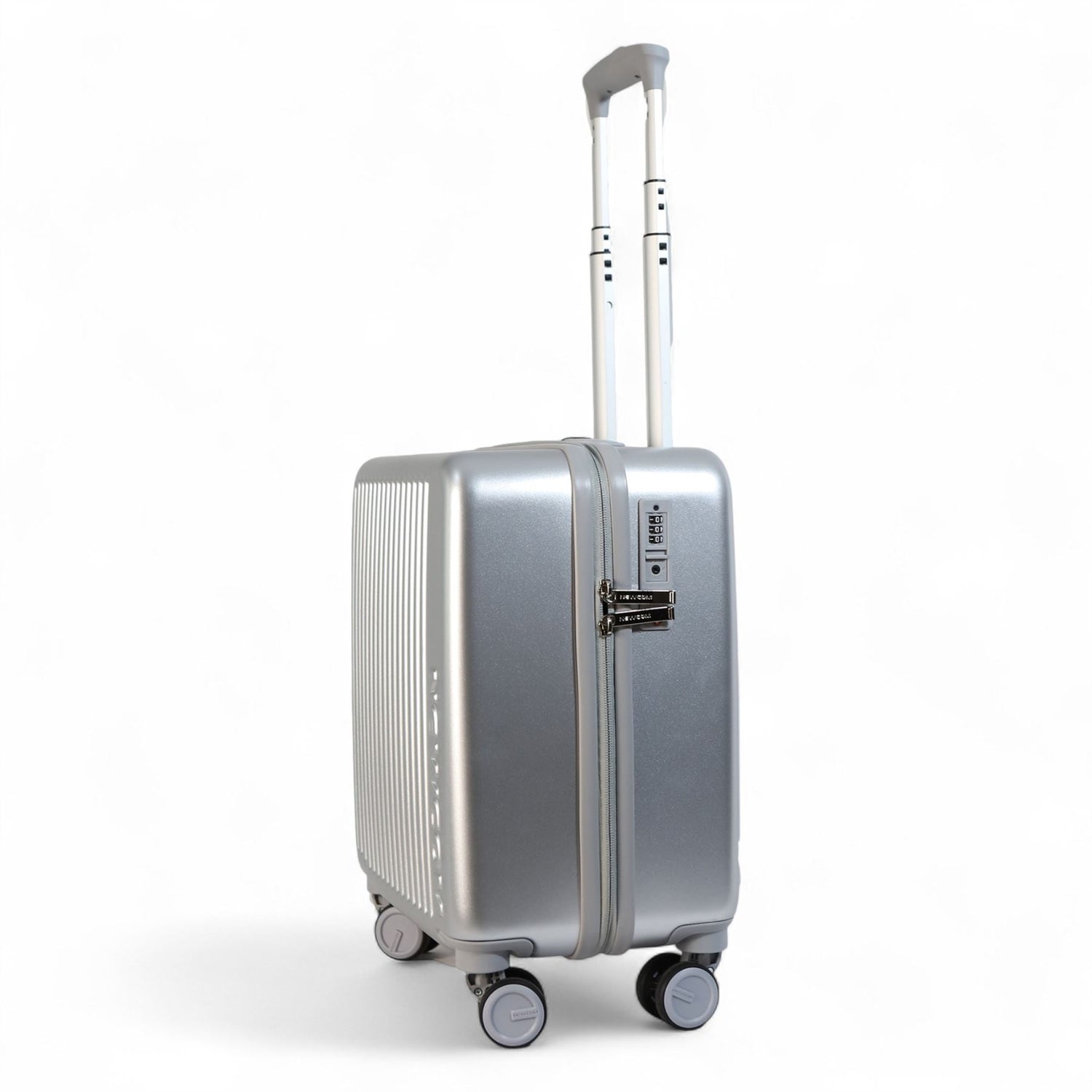 Hard Shell Cabin 44 x 22 x 38 cm Silver TSA Secure Luggage Suitcase Suitable for Easyjet, Ryanair