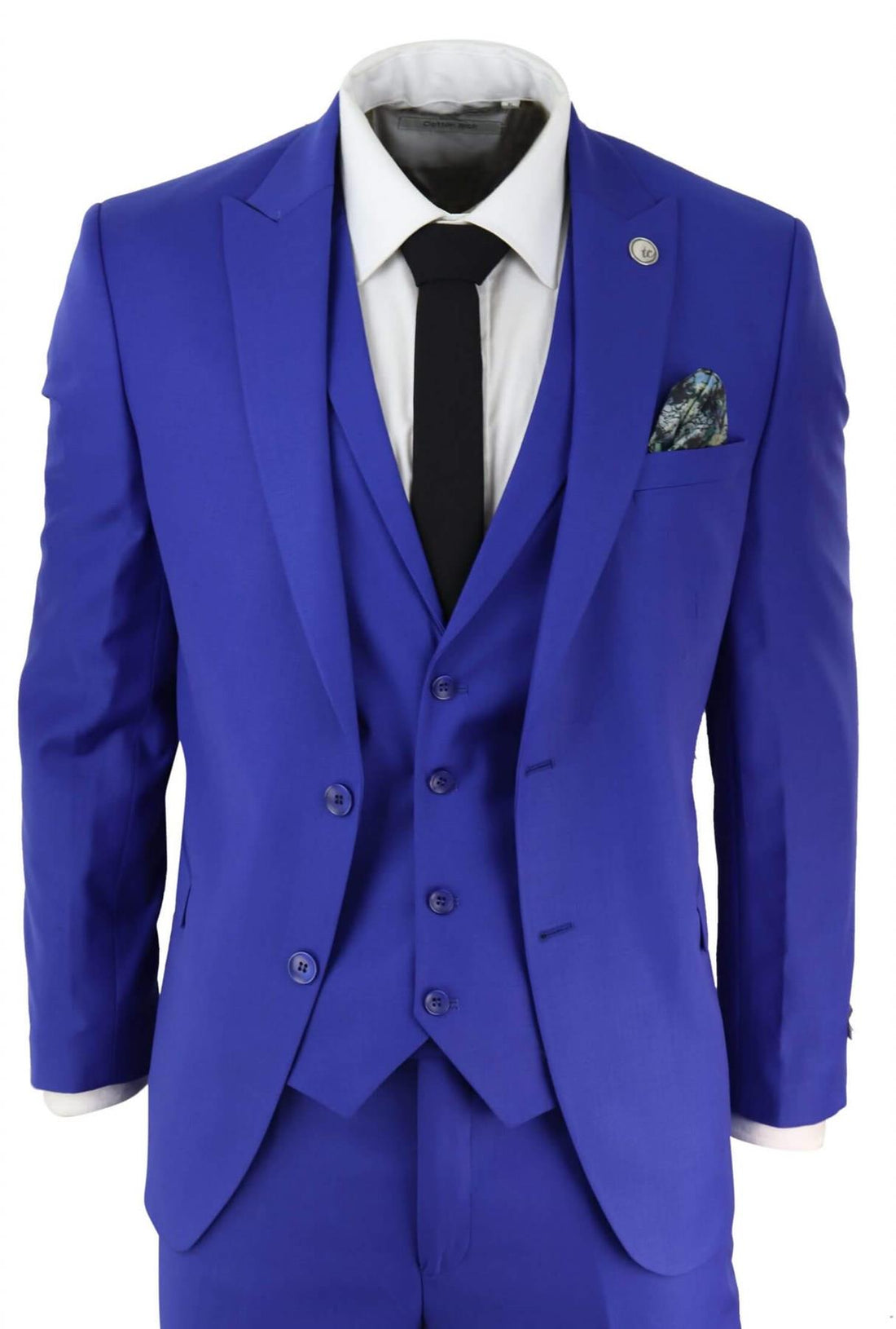 Mens 3 Piece Royal Blue Tailored Fit Complete Suit Best Man Groom Prom Wedding - Upperclass Fashions 