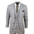 Mens Light Grey 3 Piece Velvet Trims Tailored Fit Suit - Upperclass Fashions 