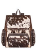Deluxe Brown Leather Backpack Bag Genuine Cowhide & Cow Fur Travel Rucksack - Upperclass Fashions 