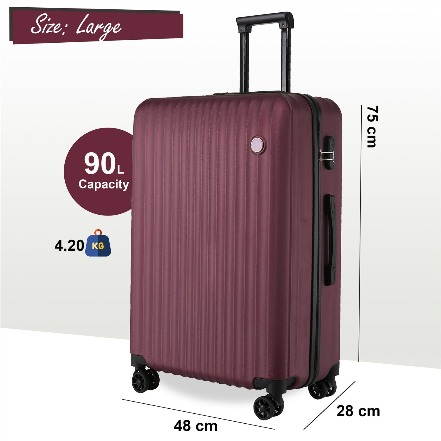 Edmonton Set of 3 Hard Shell Suitcase in Burgundy