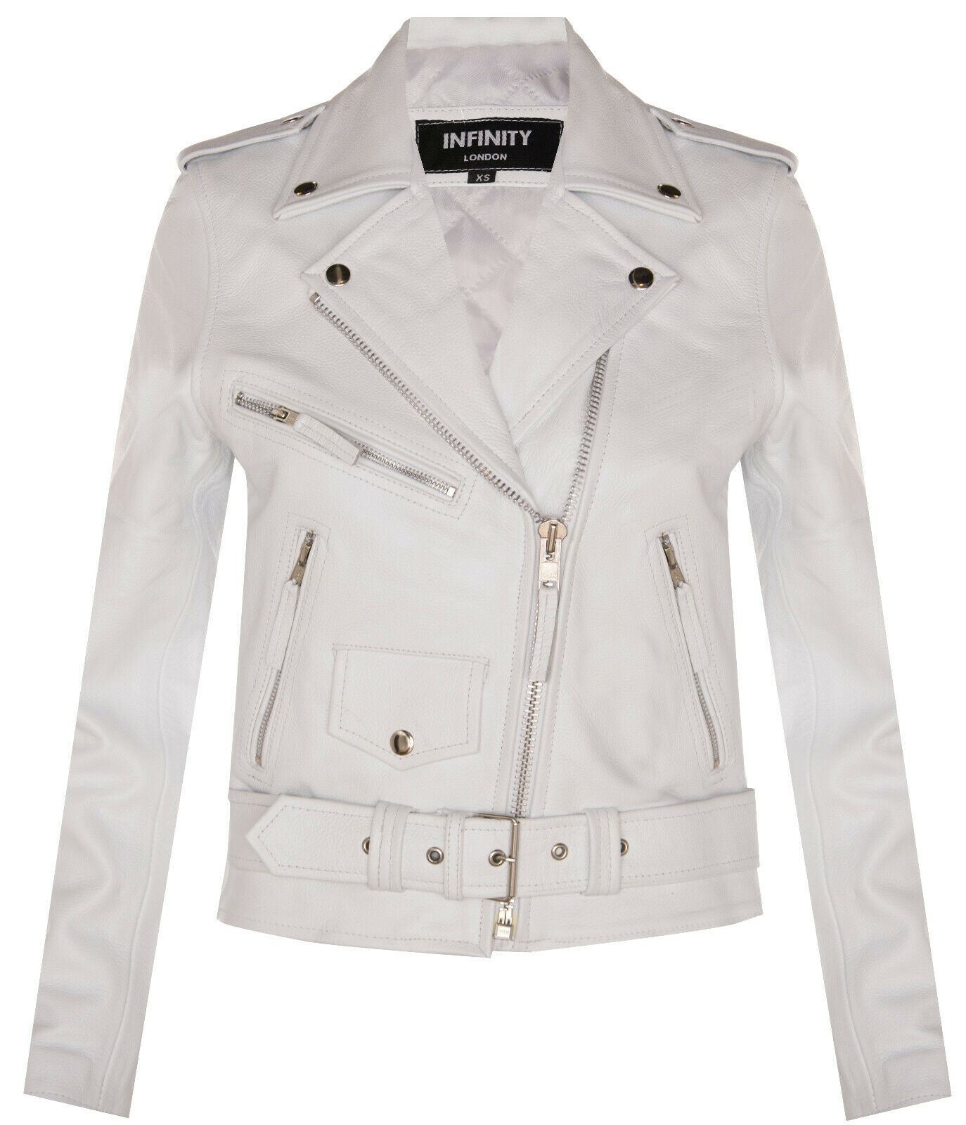 Womens Cowhide Leather Biker Jacket-Mansfield