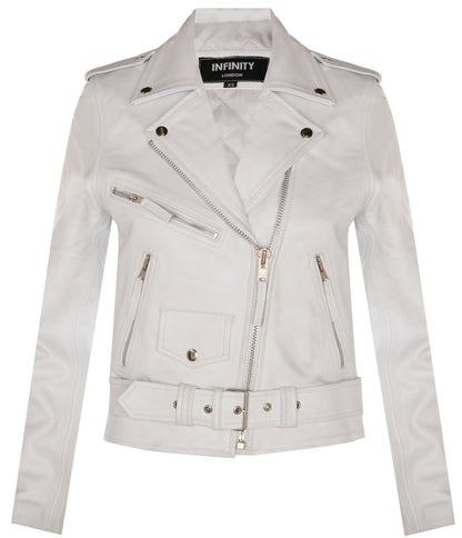 Womens Cowhide Leather Biker Jacket-Mansfield