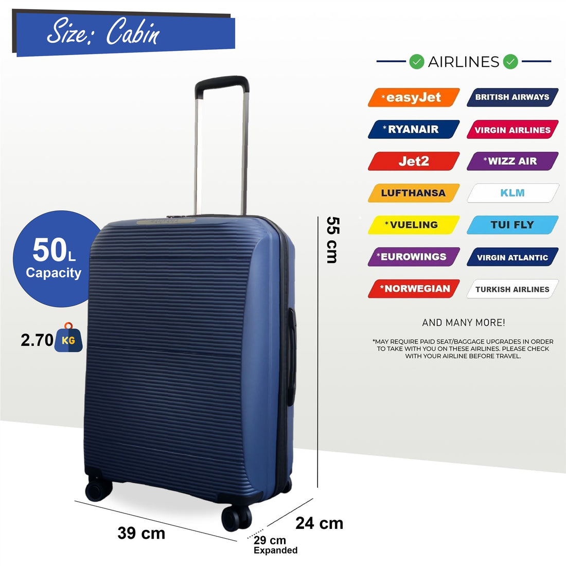Abiko Cabin Hard Shell Suitcase in Navy