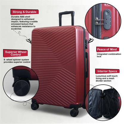Junee Set of 3 Hard Shell Suitcase in Red