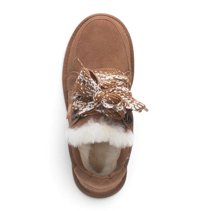 Women’s Chestnut Brown Genuine Sheepskin Fur-Lined Winter Wedge Trainers - Moonstone