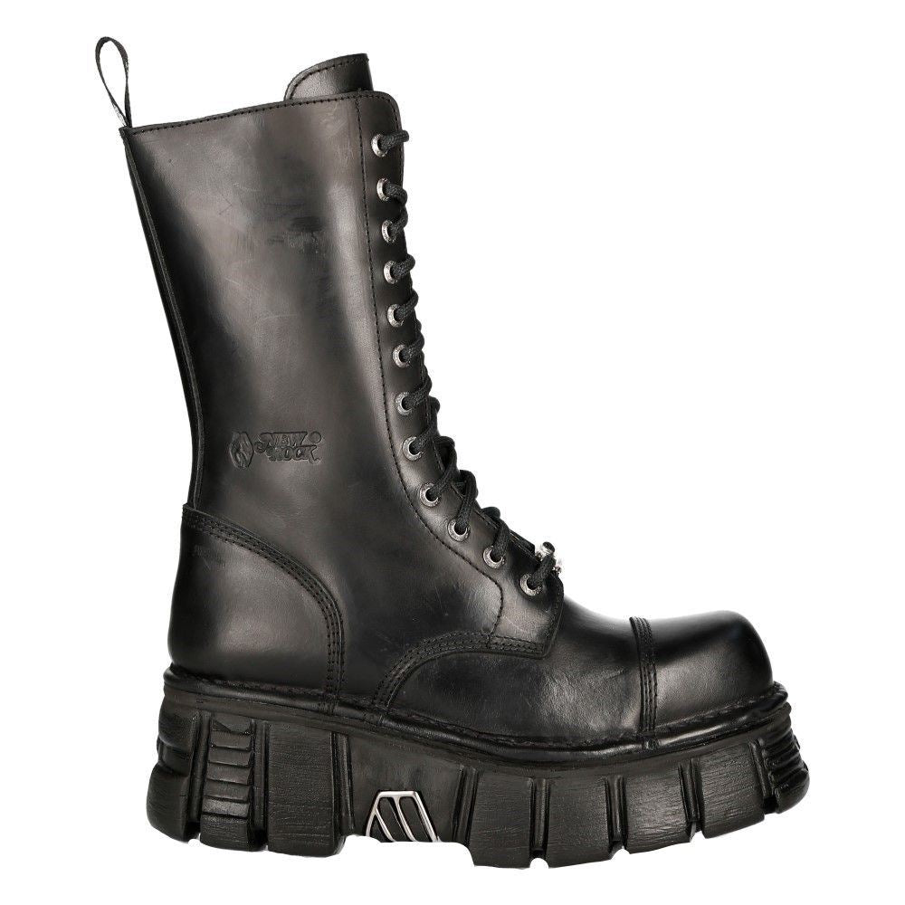 New Rock Unisex Metallic Black Techno Biker Boots- M-MILI211C-C1