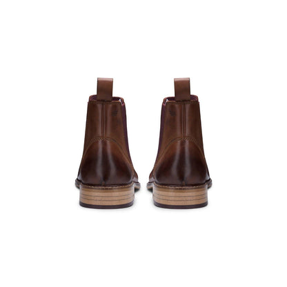 Mens Chestnut-Brown Leather Classic Chelsea Boots
