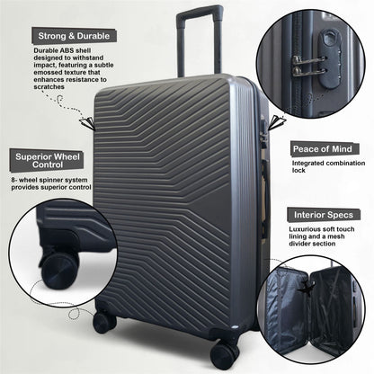 Junee Medium Hard Shell Suitcase in Charcoal Grey