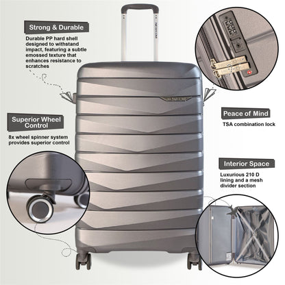 Forster Large Hard Shell TSA Suitcase in Smoke Grey