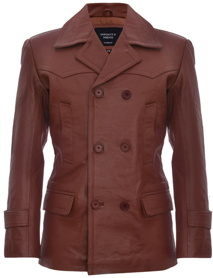 Mens Leather CowHide German Peacoat-Epping