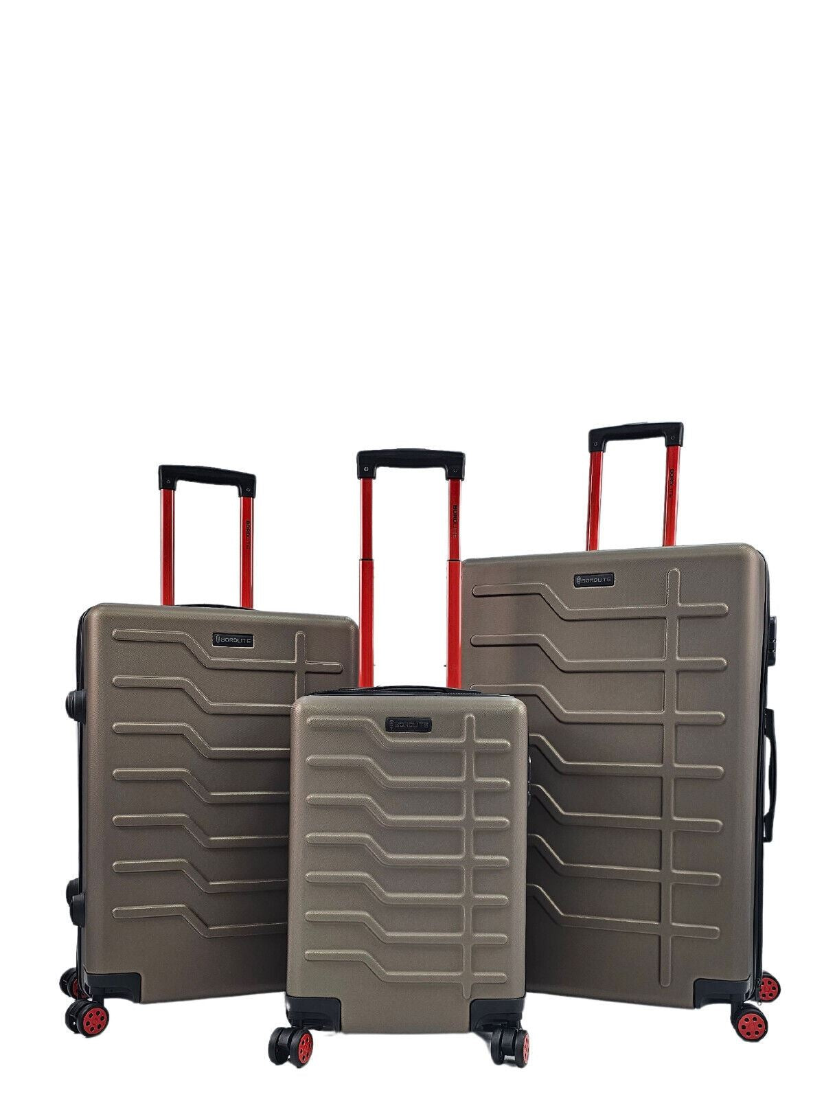 Grey Hard Shell Classic Suitcase Set 8 Wheel Cabin Luggage Case Holiday Travel
