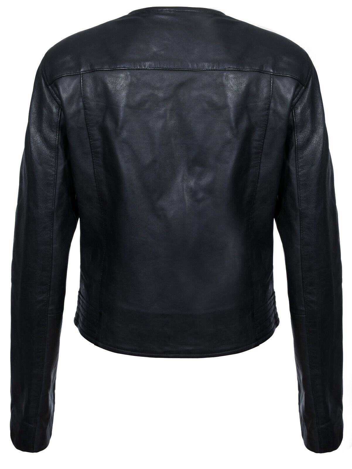 Womens Classic Collarless Biker Jacket-Marlborough