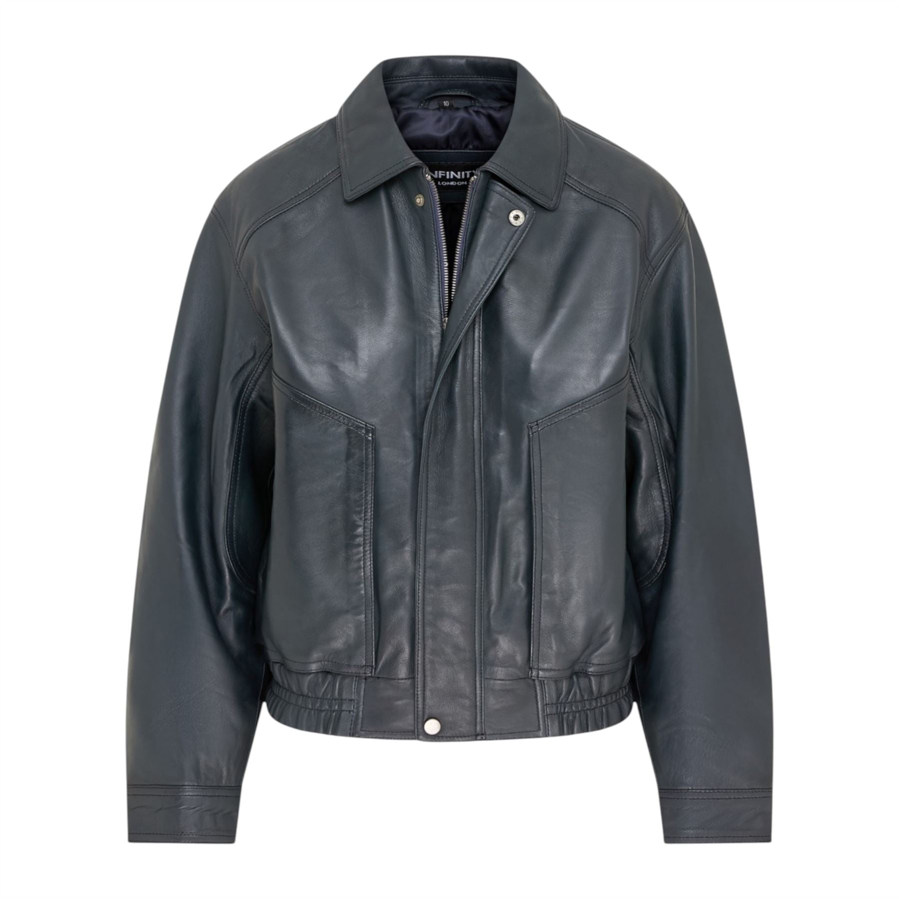 Womens Leather Biker Bomber Oversized Jacket - Blouson