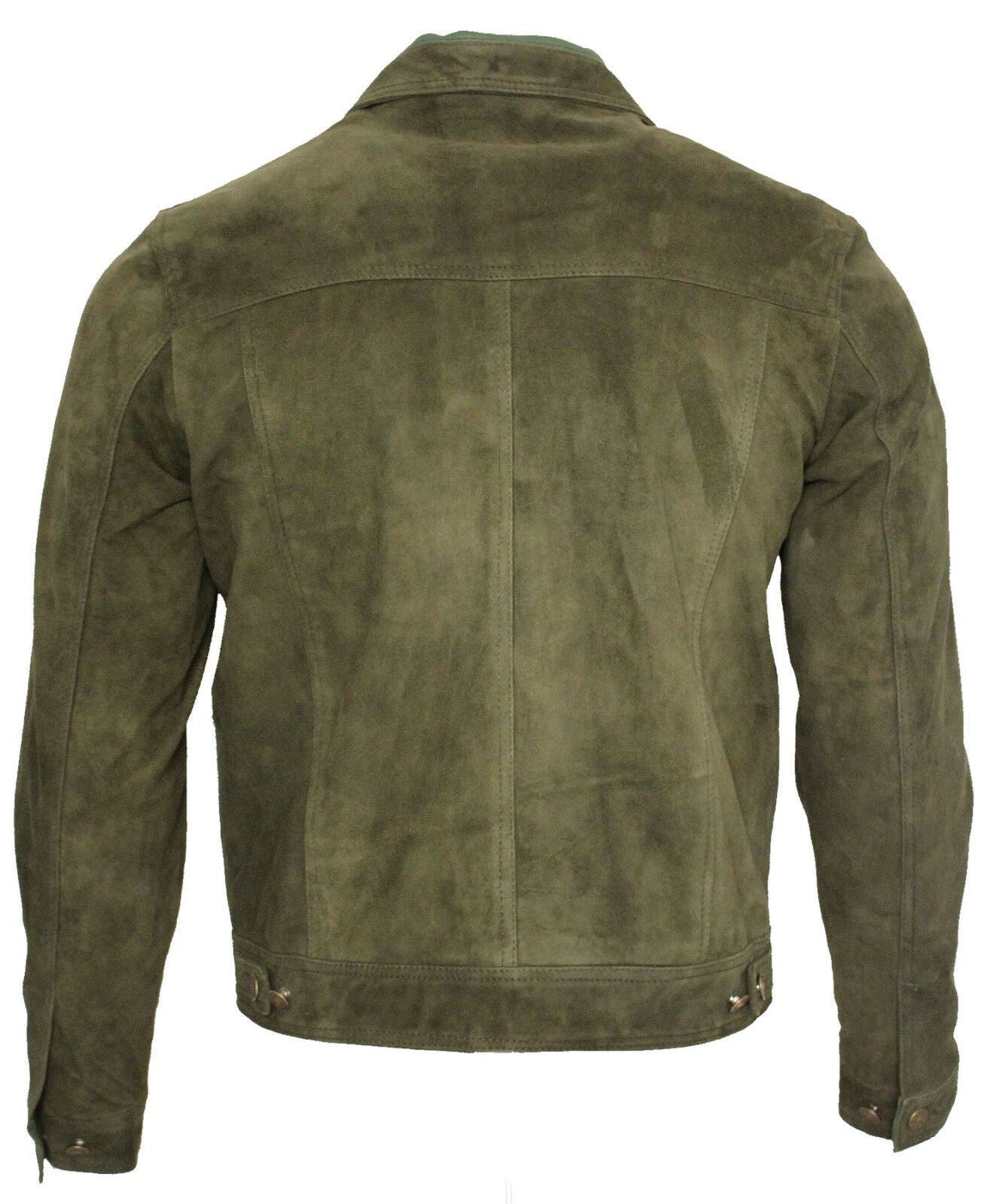 Mens Suede Leather Trucker Jacket-Dartmouth