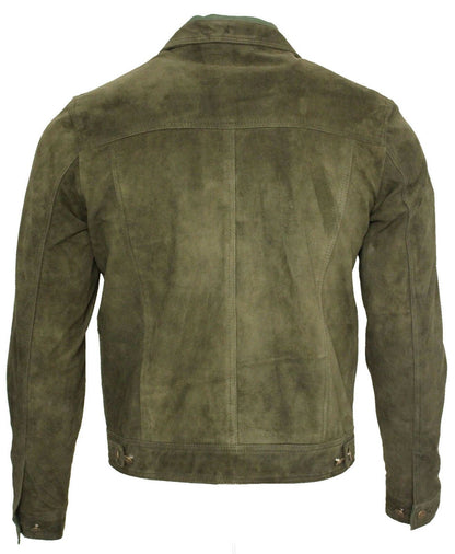 Mens Suede Leather Trucker Jacket-Dartmouth