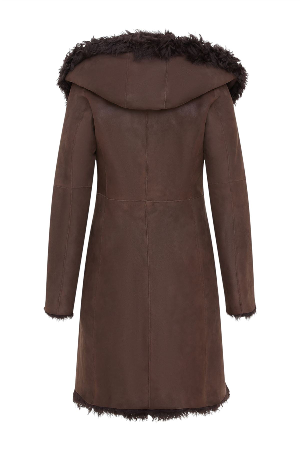 Womens Toscana Sheepskin Leather Hooded Trench Coat - Coast