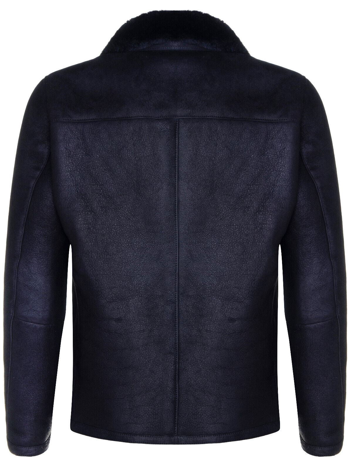 Mens Black Sheepskin Biker Bomber Jacket-Hungerford