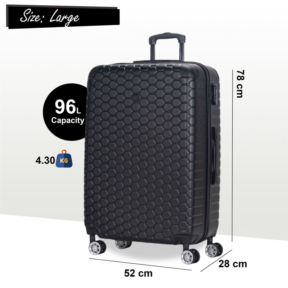 Noda Large Hard Shell Suitcase in Black