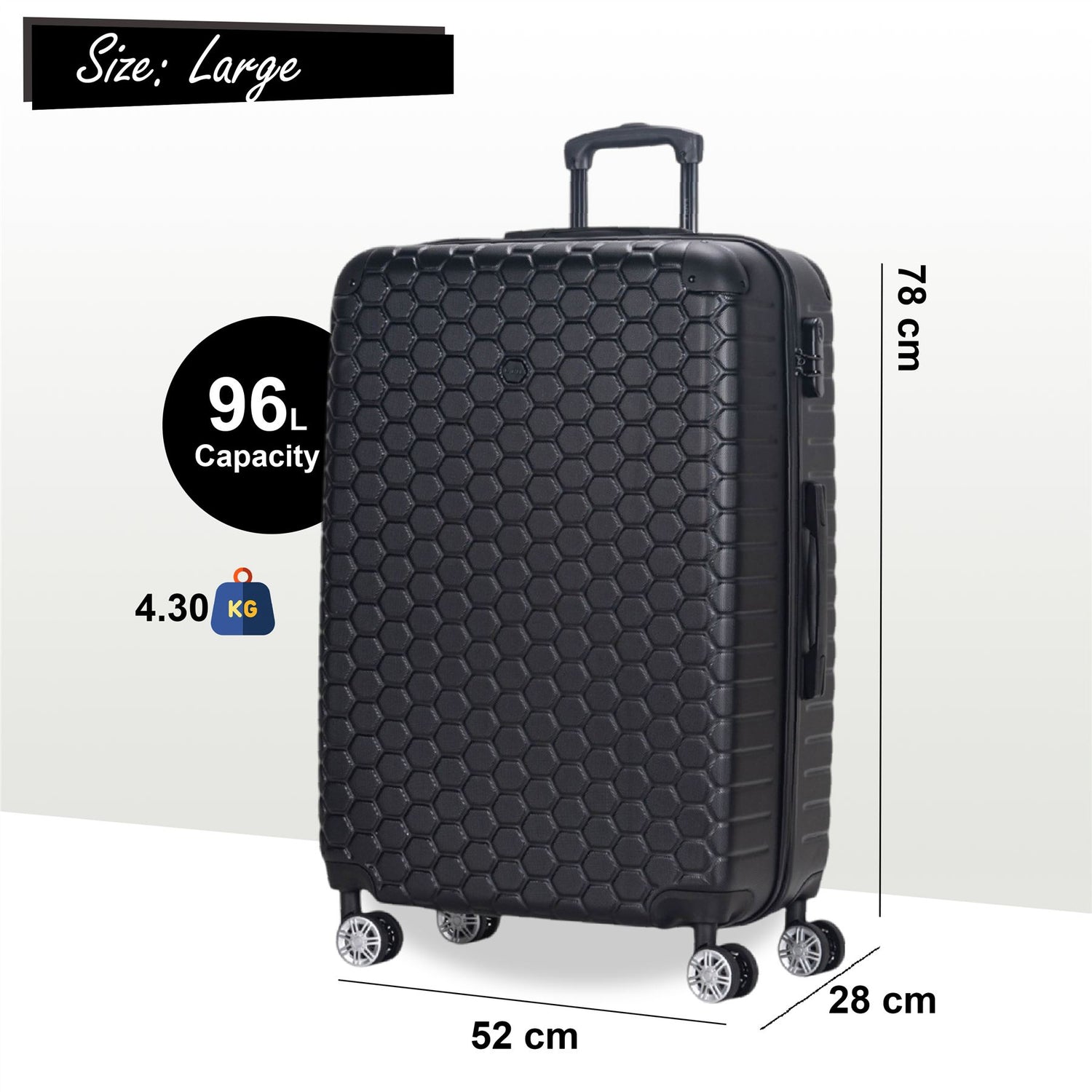 Noda Large Hard Shell Suitcase in Black