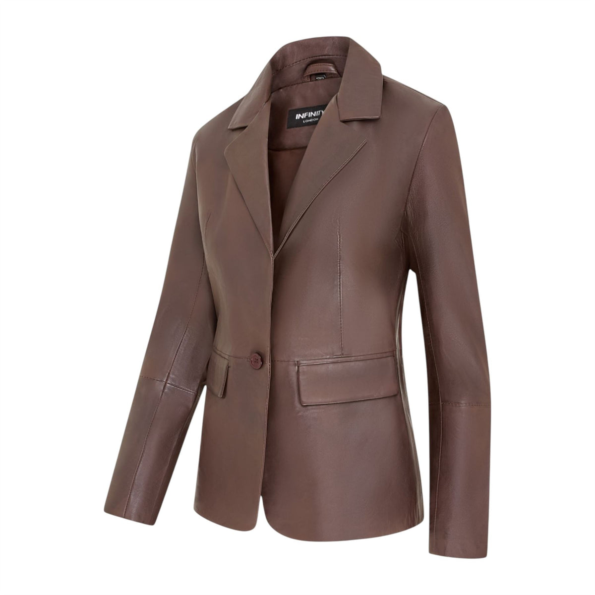 Womens One Button Leather Blazer Jacket-Newhaven