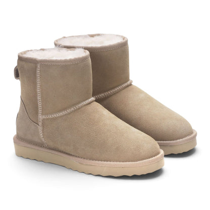 Women’s Sand Brown Genuine Sheepskin Real Fur Winter Ankle Boots - Frost